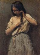 Corot Camille Girl Peninandose oil painting on canvas
